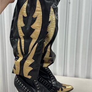 Black and Gold Men's Designer Boots